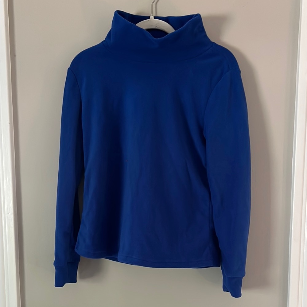 Kim Rogers Royal Blue Fleece Funnel Neck Top Small